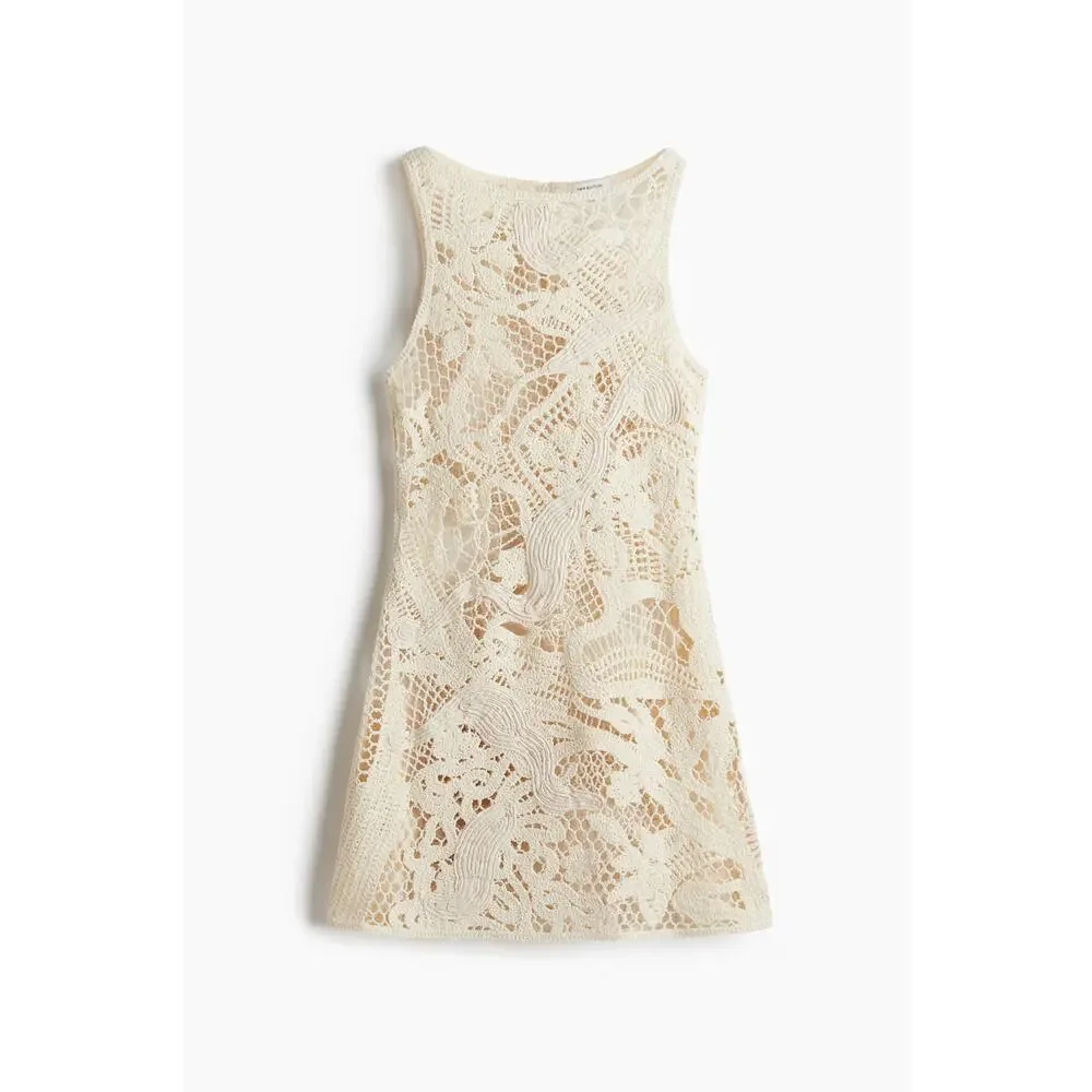 H&M EDITION Crochet Look Mini Tank Dress Cover Up Medium M